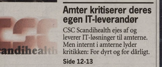 Forsidehenvisning i Ingeniøren, 27. september 2002: Amter kritiserer deres egen IT-leverandør